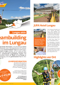 Das Foto zeigt das Detailprogramm Lungau aktiv mit all seinen Programmhighlights wie Adventure Trekking Tour, Bogenschießen, Outdoorparc Lungau, Flying Fox, Teamtower, Floßbau, TEAM-Games und vielem mehr.